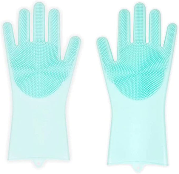 ALAZCO 1 Pair of BPA FREE Silicone Dishwashing Gloves for Kitchen Silicone  Scrubbing Gloves Soft Bristles Cleaning Pet Care Washing Reusable Non-Slip